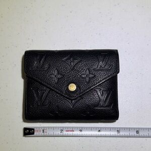 Louis Vuitton Navy Blue Embossed Monogram Envelope Wallet with Gold Snap